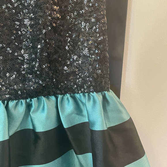 Anthropologie Teal and Black Sequin Party Dress - Picture 3 of 4